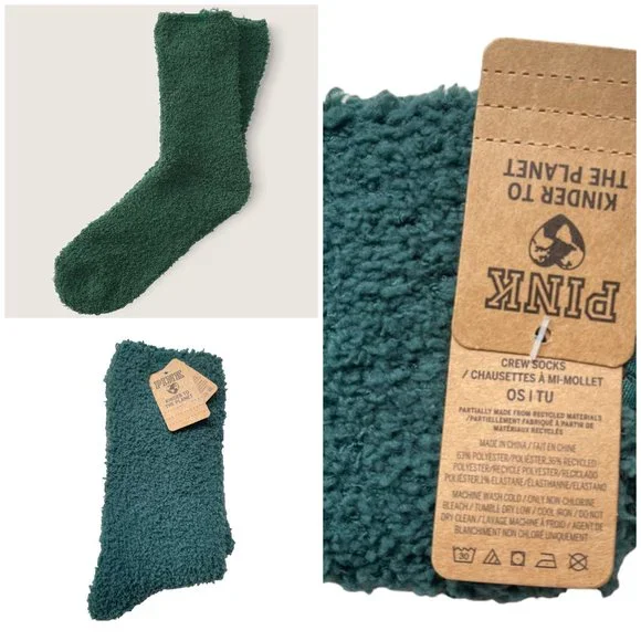 Victoria's Secret PINK FUZZY MID-CALF SOCK MARSHMALLOW KNIT Sherpa SOCKS Choose - Picture 3 of 5